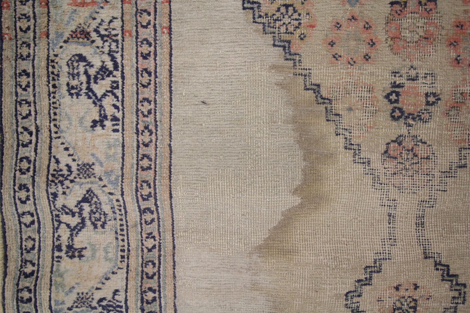 Antique Rug Caucasian Carpet Runner, Cream Wool Runner 103x386cm photo 860.0