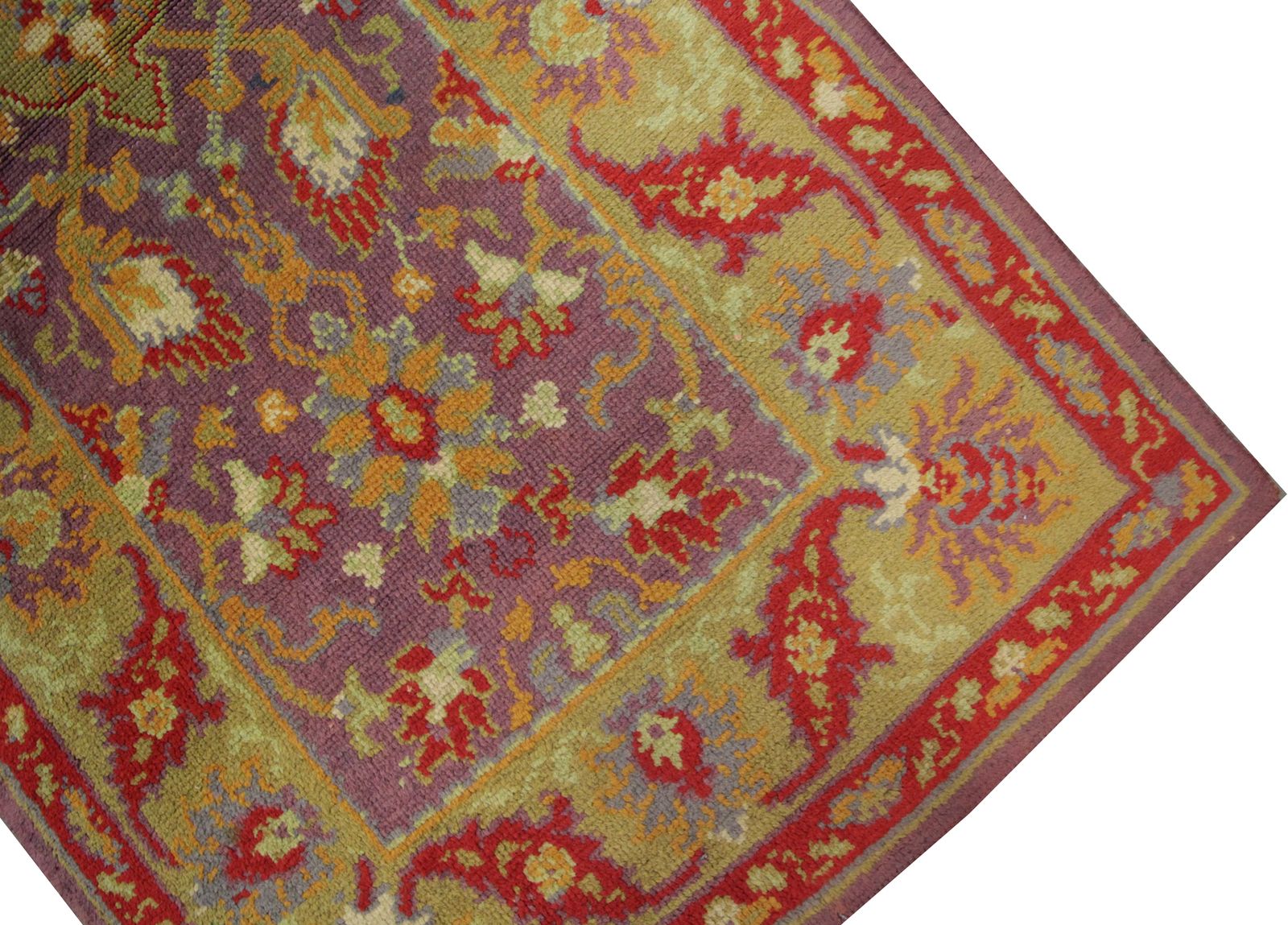 Rare Antique Rug Purple Wool Pile Rug, British Ax Minister Design 87x150cm photo Textiles