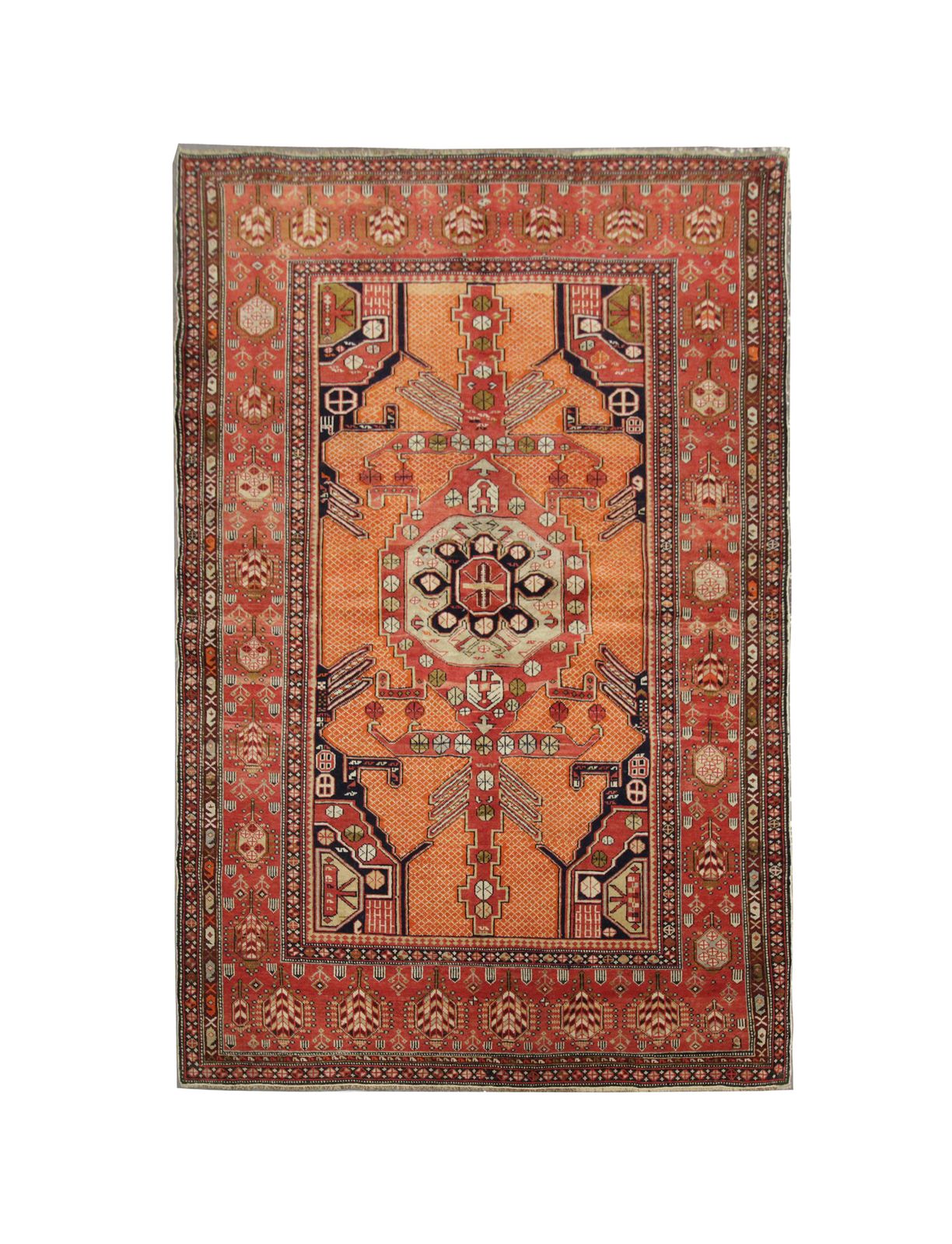 Fine Collectable Antique Carpet Caucasian Shirvan Rug, Geometric Design Wool Rug 128x188cm