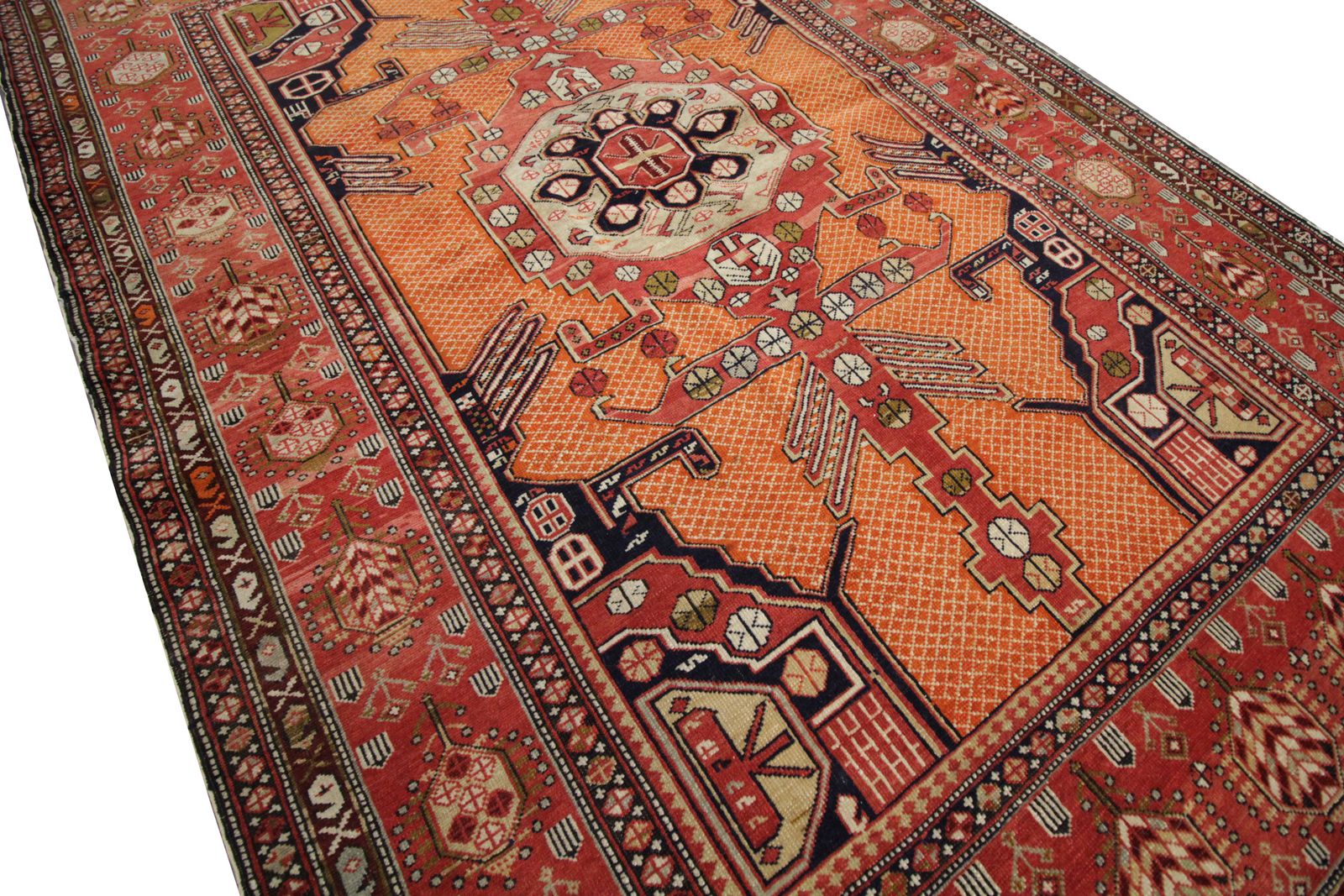 Fine Collectable Antique Carpet Caucasian Shirvan Rug, Geometric Design Wool Rug 128x188cm photo for sale