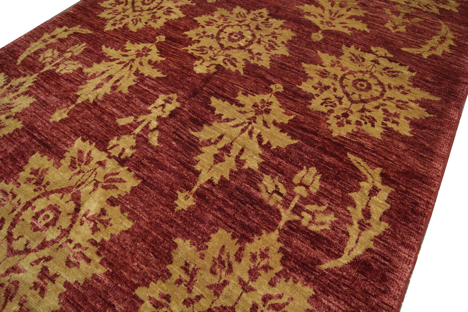 Modern Afghan Rug  Red And Gold Carpet Wool Rug 143 X 205 Cm photo Textiles