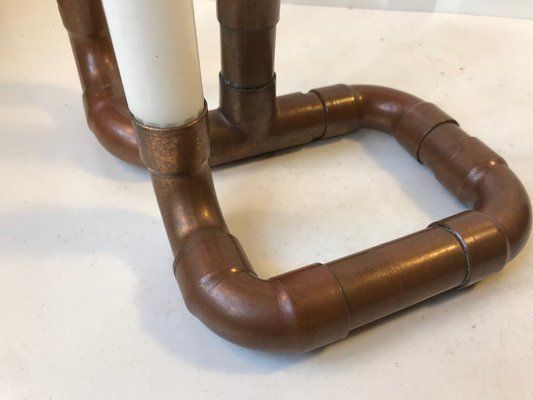 Vintage Industrial Scandinavian Copper Pipe Candleholder, 1970s photo vinterior