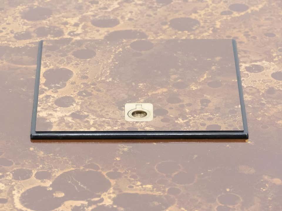 5552.91 Rare Golden Lacquer And Brass Maison Jansen Bar Coffee Table, 1970s photo