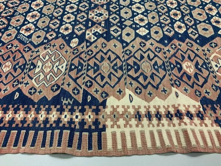 Vintage Turkish Kilim 207x147 Cm Tribal Kelim Rug, Blue, Red, Beige, Medium photo 795.0