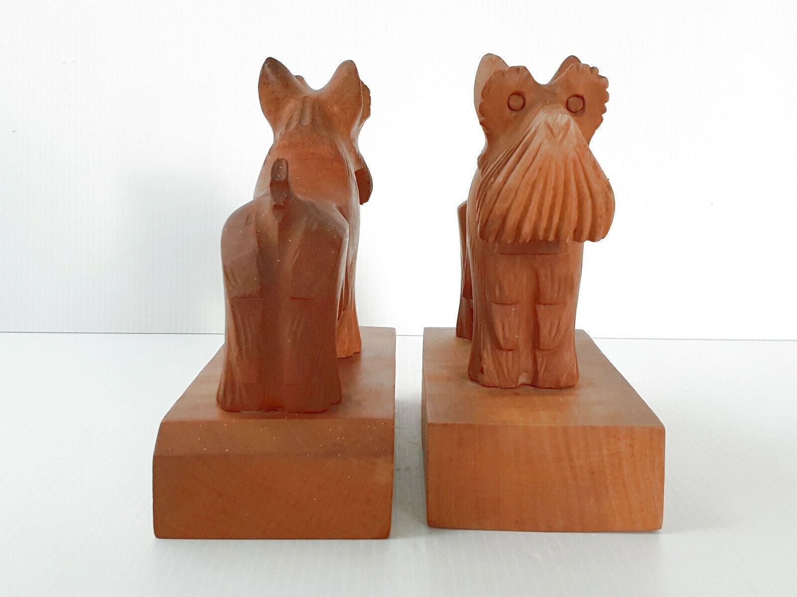 Pair Of Vintage Wooden Bookend Dogs 1950s 1960s photo for sale