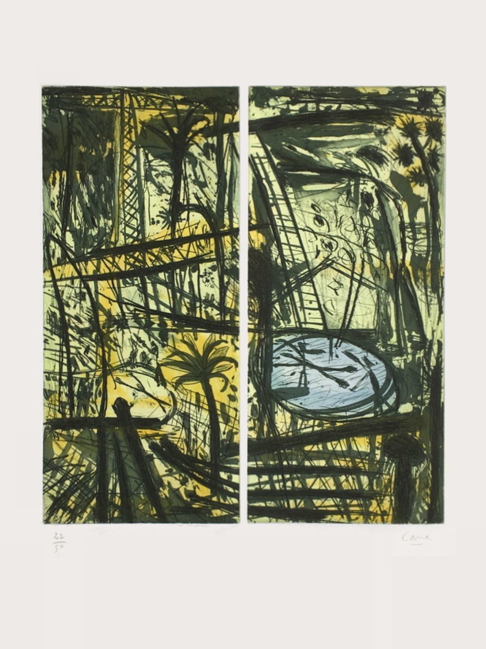 Louis Cane Landscape With The Swimming Pool And The Crane I 1986