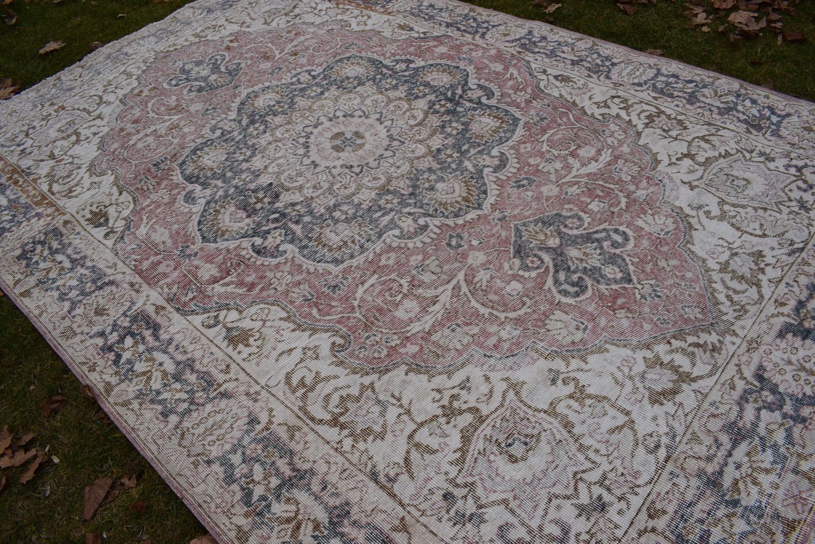 1960s Vintage Washed Out Oushak Rug photo vintage