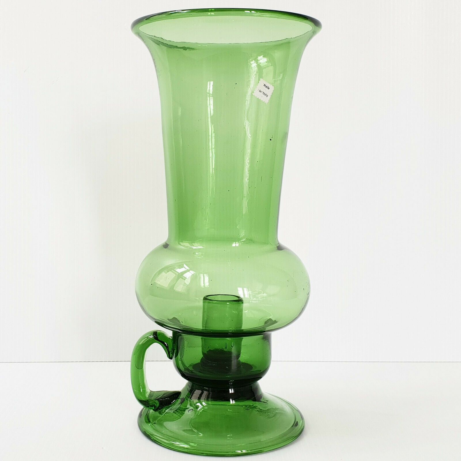 Superb Vintage Italian Glass Candle Holder Vase 1960 1970 60s 70s 1960s 1970s