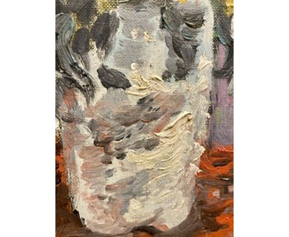 photo for sale Still Life Painting With Sunflowers Oil On Canvas 60s / 70s