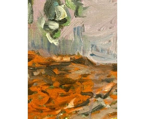 249.0 Still Life Painting With Sunflowers Oil On Canvas 60s / 70s photo