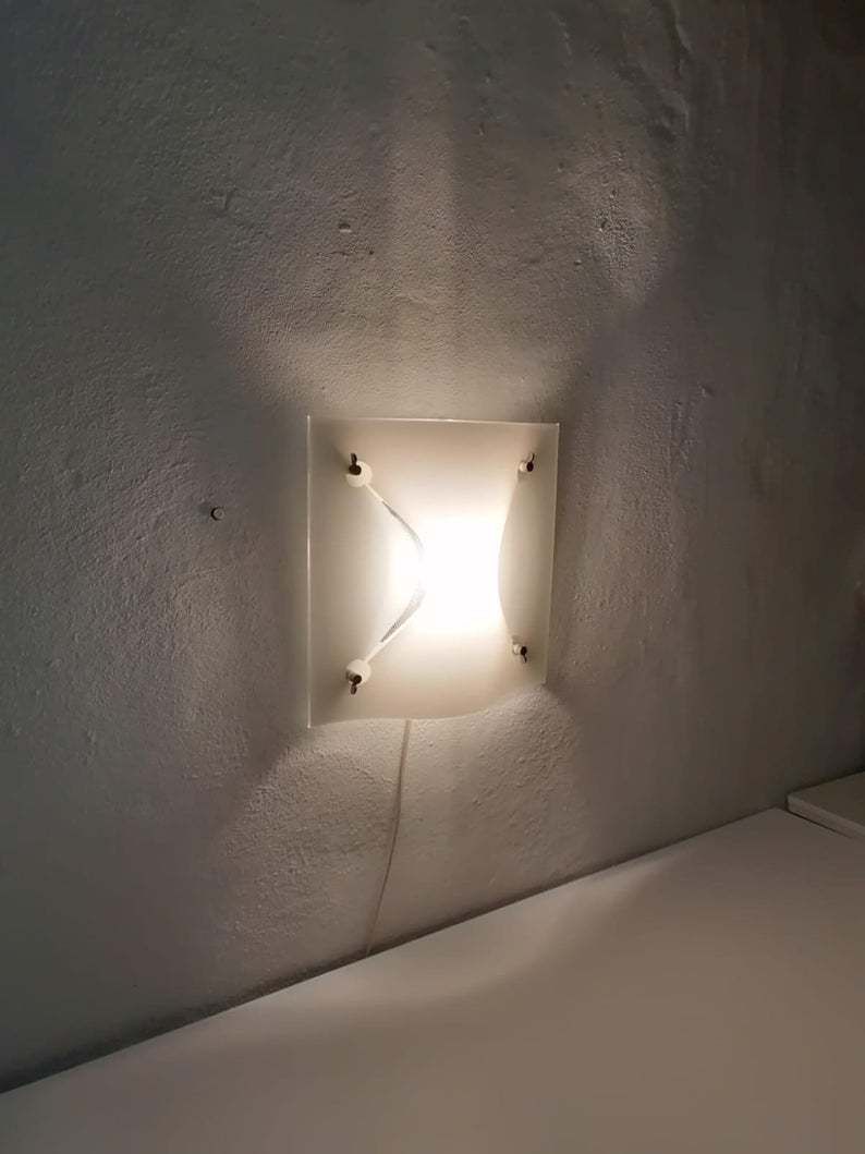Wave Design Glass Square Wall Lamp By Marca Ladue For Nordlight photo for sale