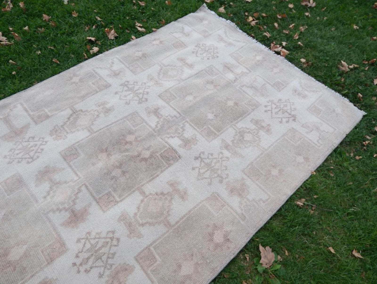 1970s Vintage Turkish Oushak Handwoven Rug 4′3″ × 7′12″ photo Textiles