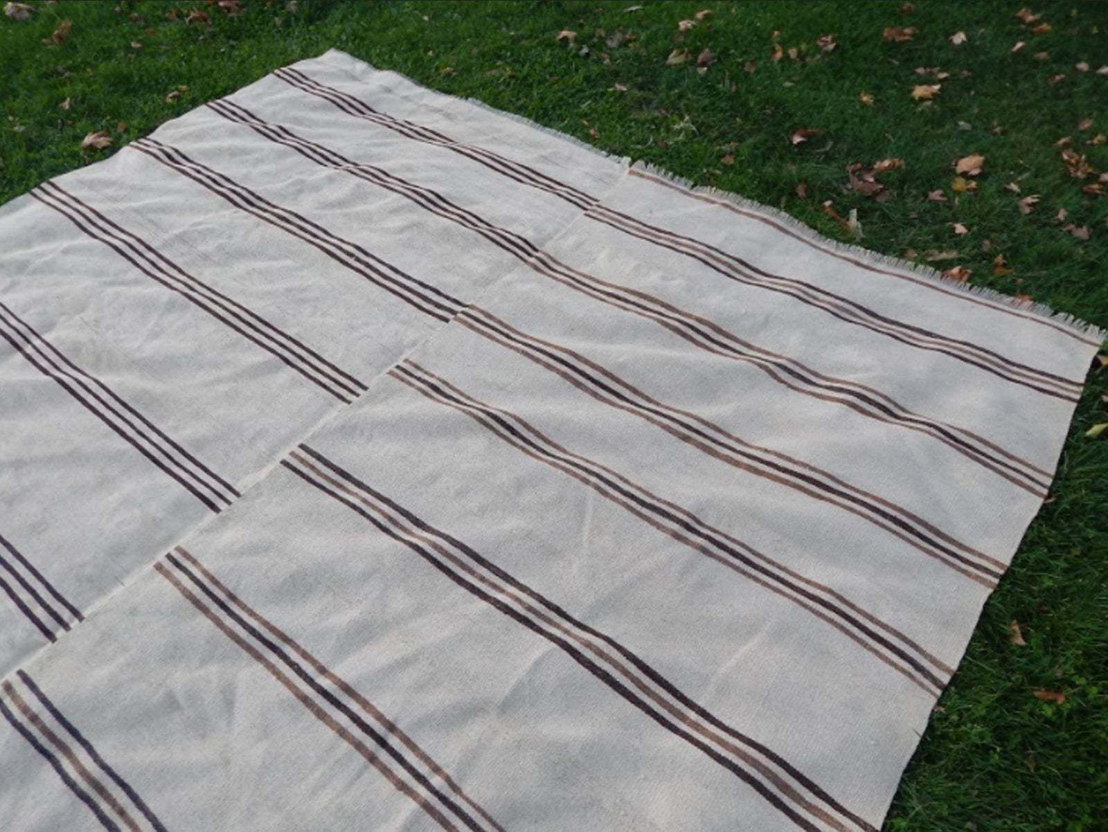 Palace Sized Anatolian Hemp Kilim Rug Hand Woven Natural Rug   9′ × 12′8″ photo vinterior