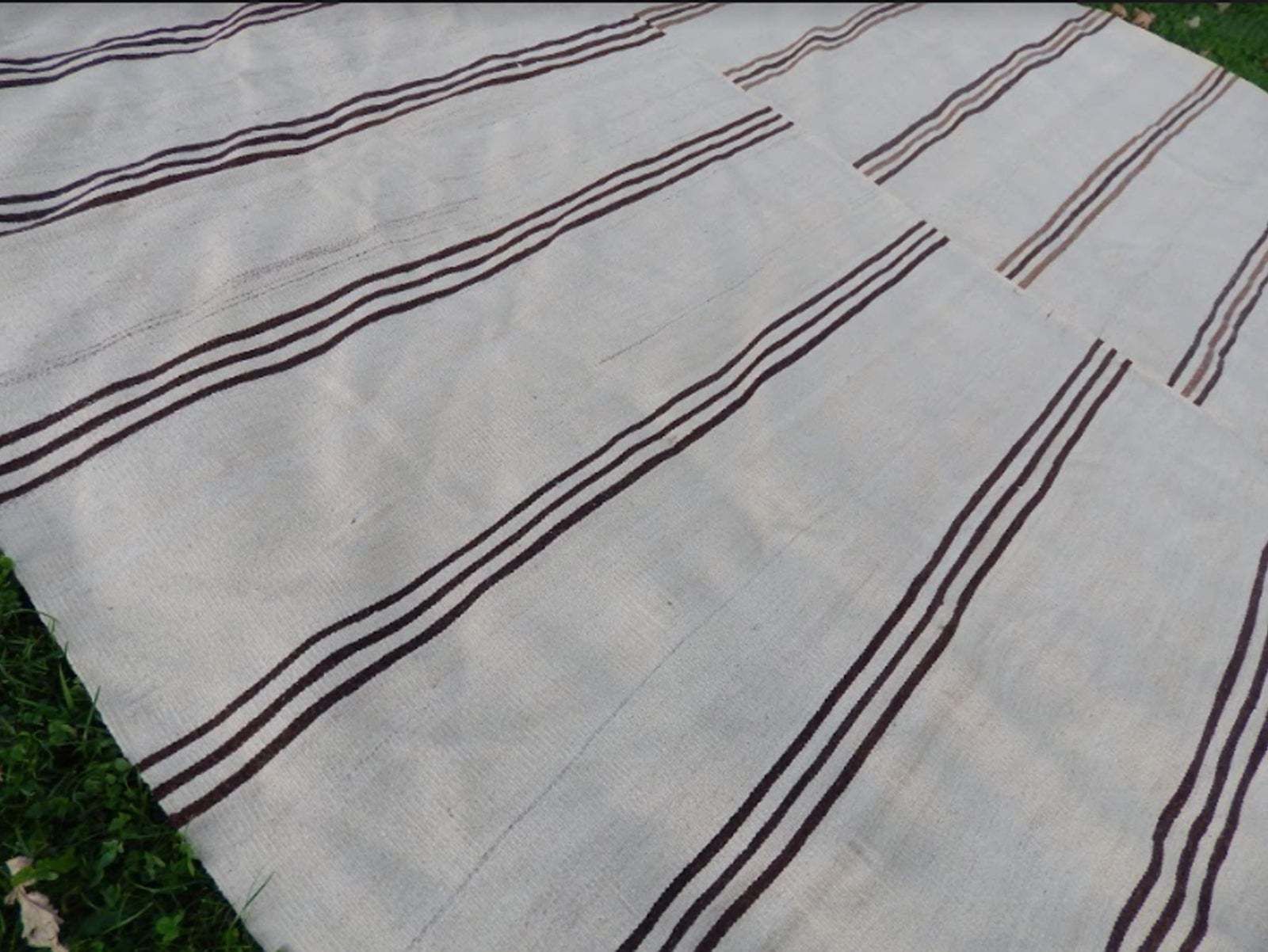 Textiles Palace Sized Anatolian Hemp Kilim Rug Hand Woven Natural Rug   9′ × 12′8″ photo