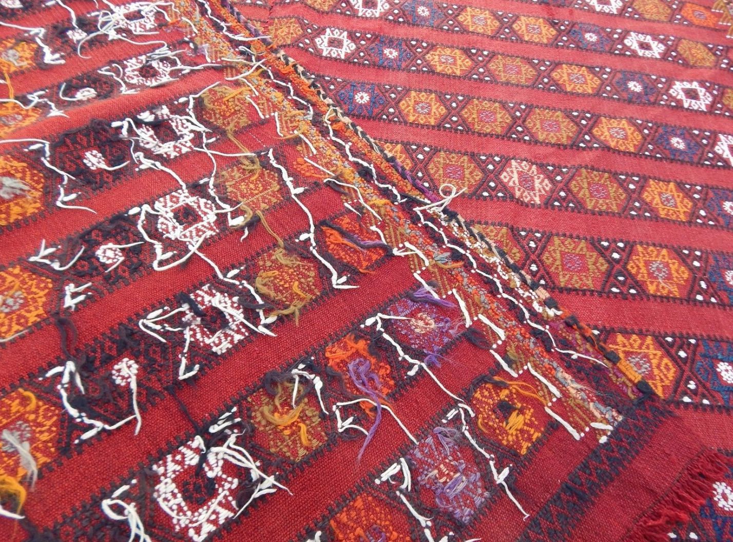 Textiles 1970s Vintage Turkish Kilim Cicim Rug 5′6″ × 13′ photo