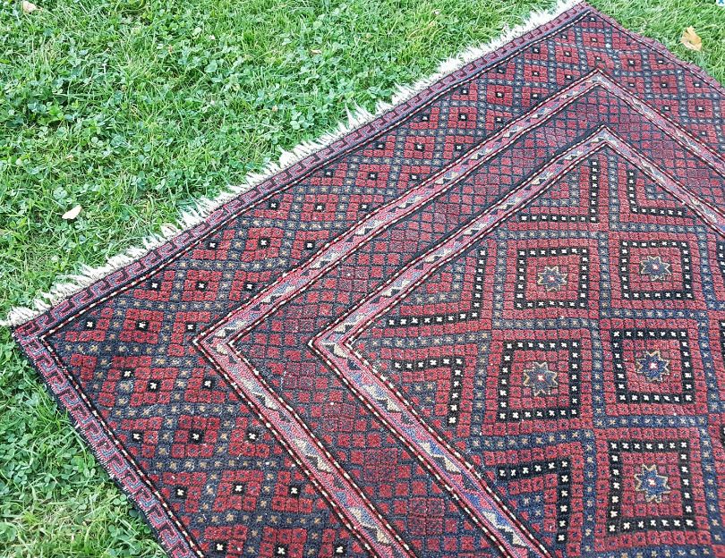 1970s Vintage Turkmen Afghan Baluch Rug 4′4″ × 6′3″ photo for sale