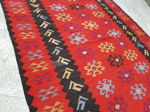 1970s Vintage Turkish Kilim Rug 7′3″ × 9′4″ photo buy