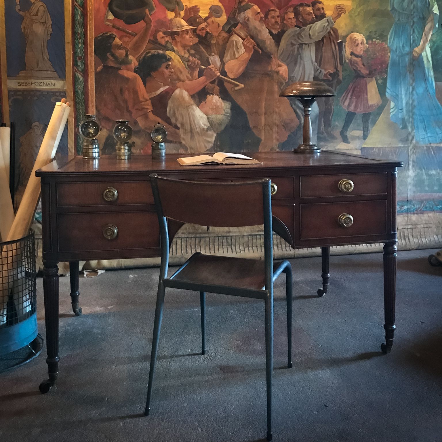 Art Xl Theater Painting By Karl Marx On Canvas Circa 1900 Czech Republic photo