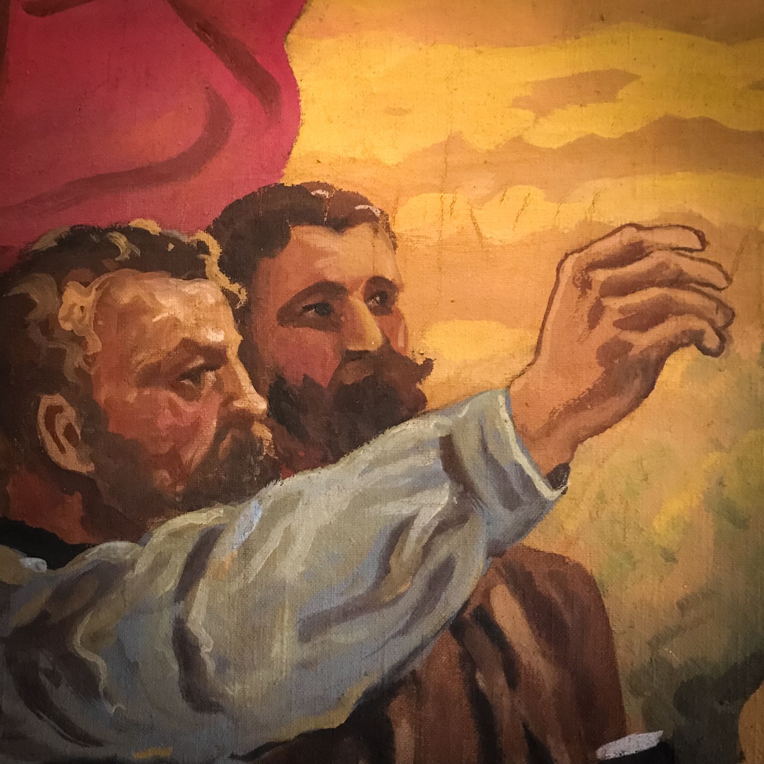 photo vinterior Xl Theater Painting By Karl Marx On Canvas Circa 1900 Czech Republic