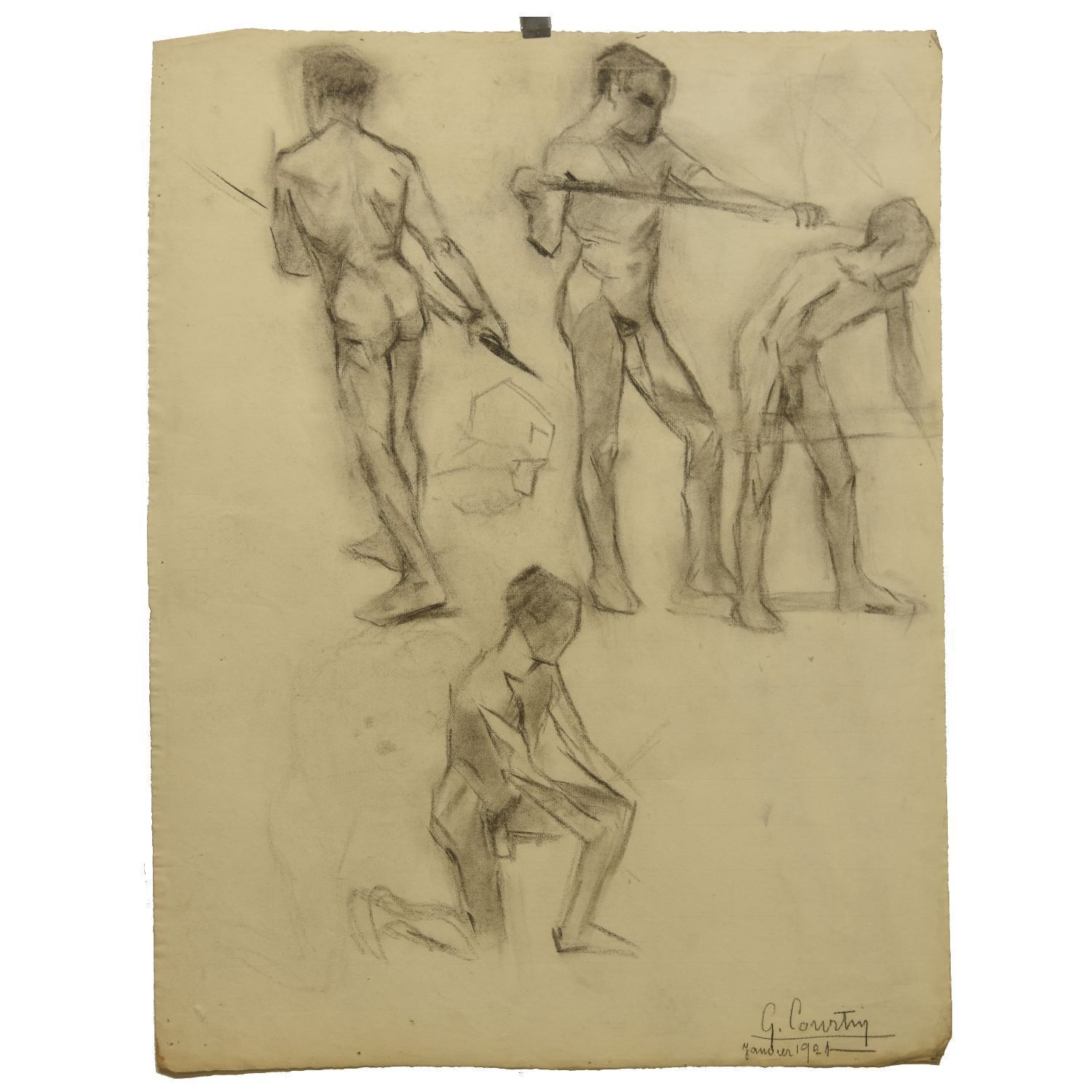 Academic Charcoal Drawing From The 1930s By Georges Courtin photo furniture