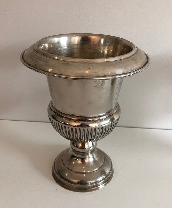 Pair Of Small Medicis Style Silvered Metal Champagne Bucket. French. Circa 1940 photo Home Decor