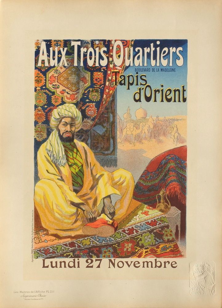 Péan René (1875 1945)   Lithograph Poster   Aux Trois Quartiers Oriental Carpet