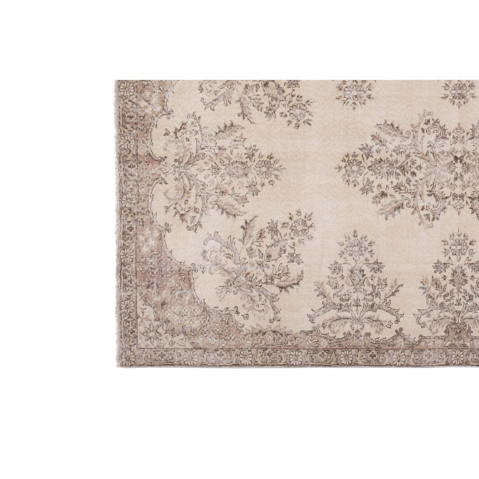 Handgemaakt Medallion Bloemen Vloerkleed Oushak Beige Woonkamer photo vintage