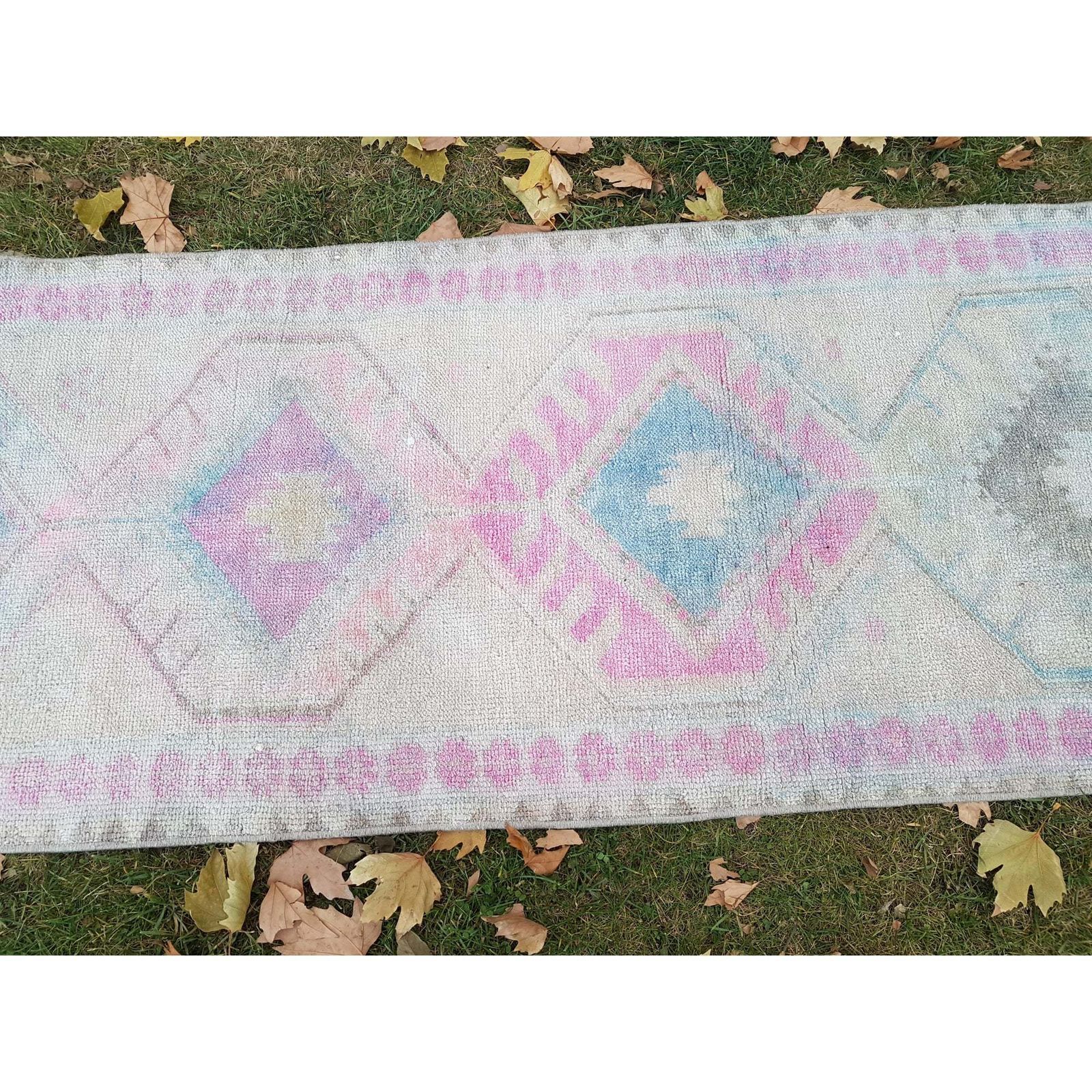 Hand Knotted Turkish Kurdish Runner Herki Rug Tribal Long Runner photo vintage