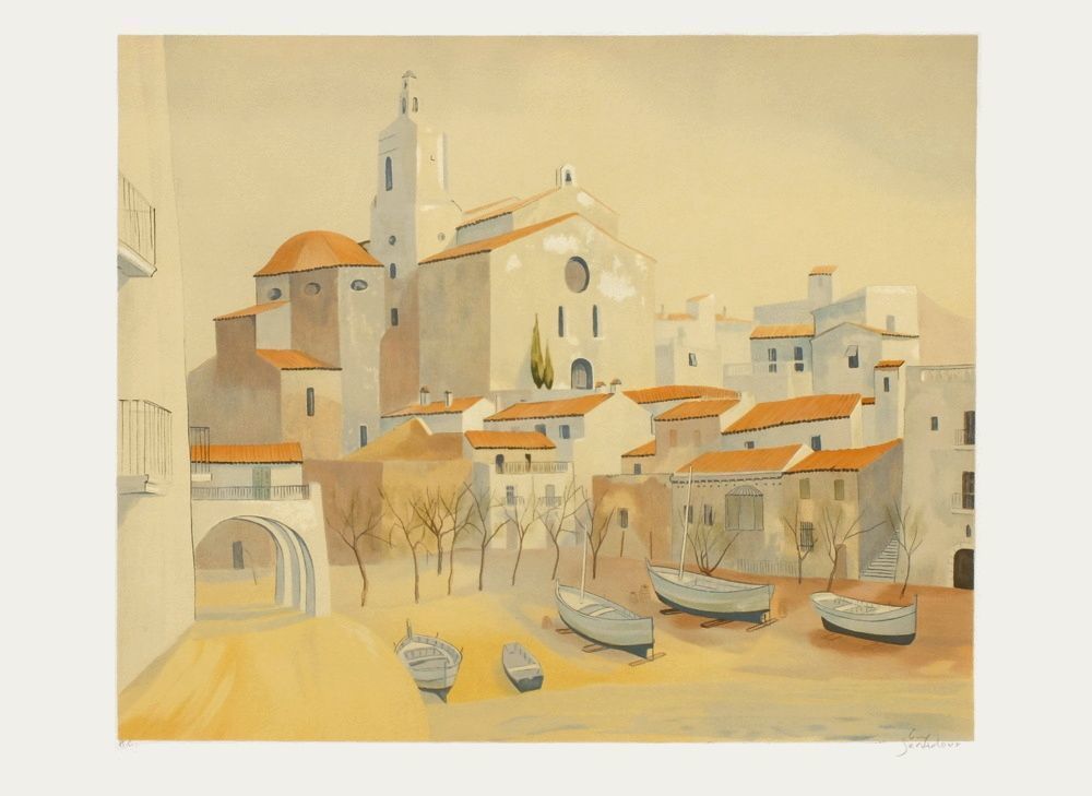 Seradour Guy   Lithograph   The Port Of Cadaquès Spain