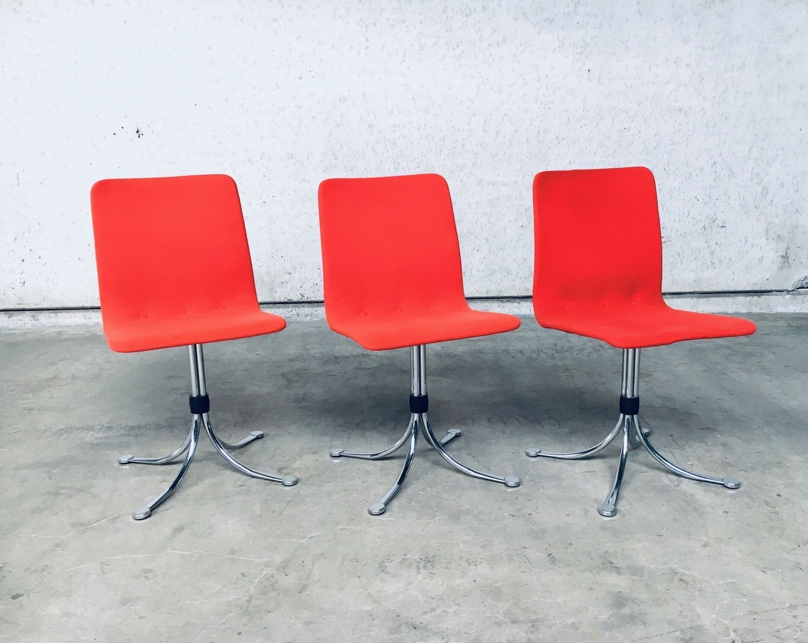 Brabantia Home Steel Set Van 3 Eetkamerstoelen, Jaren 1970, Nederland