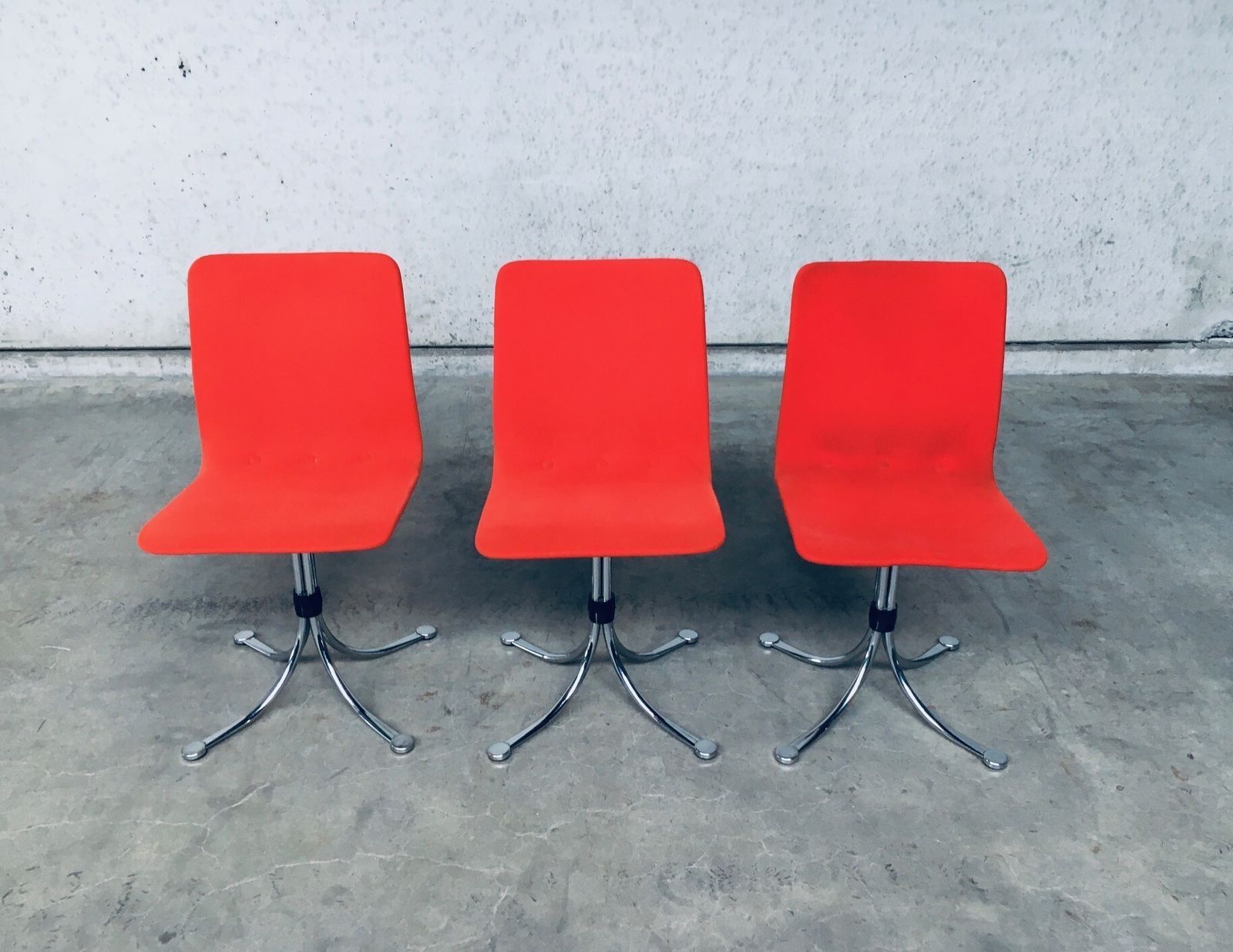 Brabantia Home Steel Set Of 3 Dining Chairs 1970s Holland photo 539.4