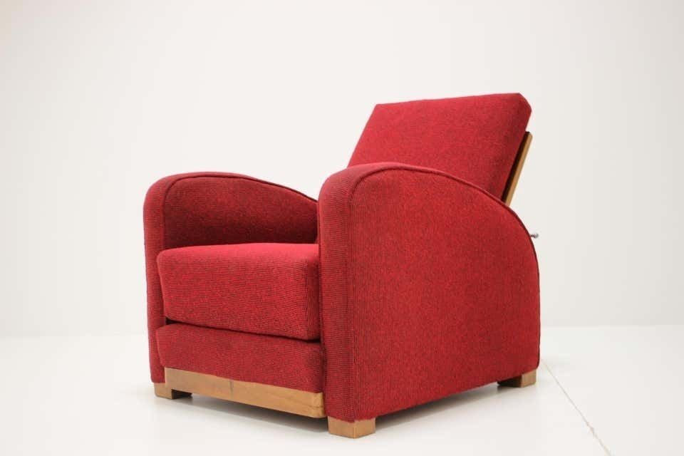 Rare Armchair Design By Jindřich Halabala Model H 282, Czechoslovakia. photo for sale