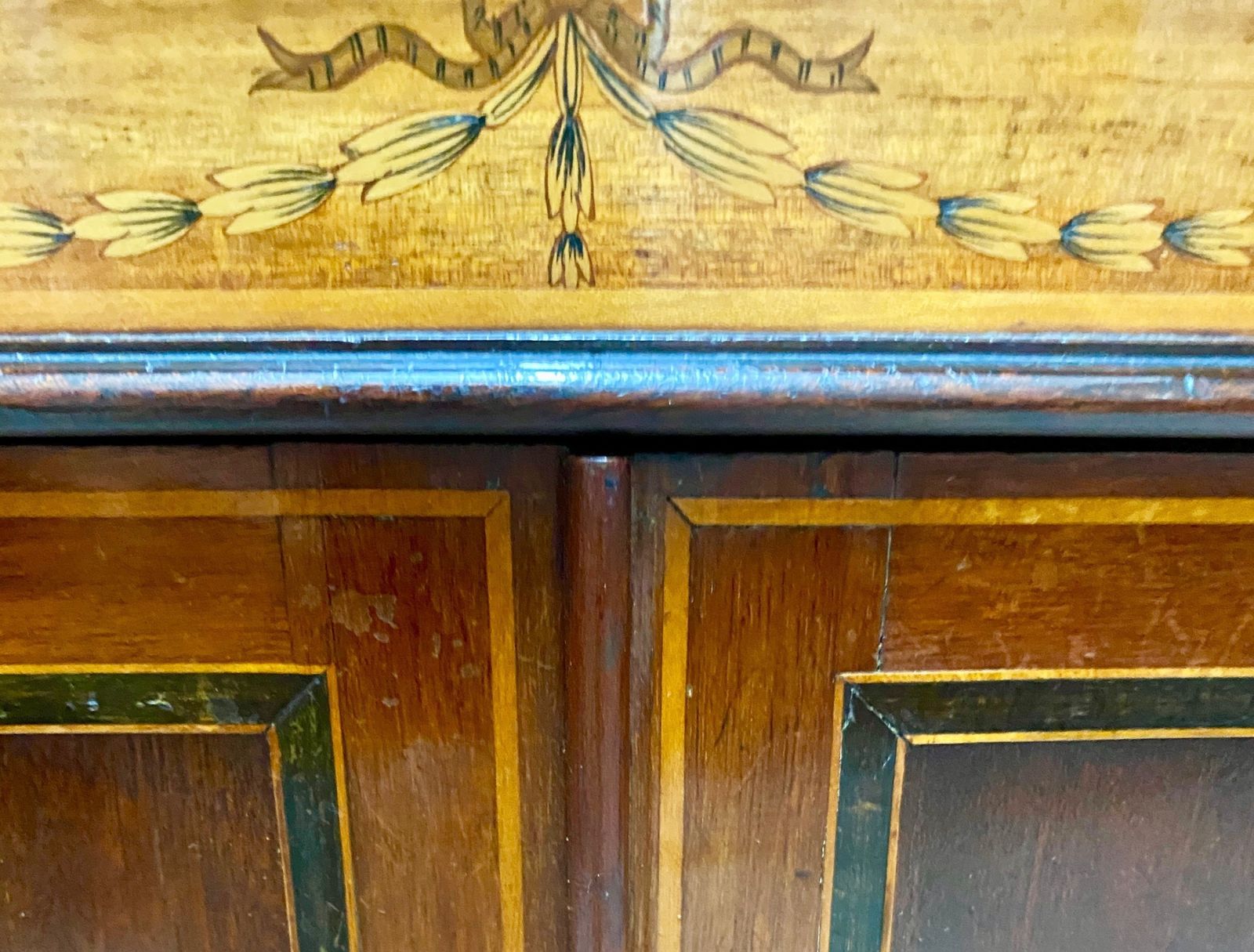 Sheraton Revival Mahogany & Satinwood Inlaid Corner Cabinet photo buy