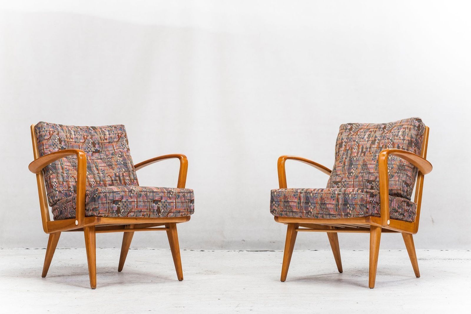 photo for sale Antimott Easy Chairs & Daybed In Cherry By Walter Knoll / Wilhelm Knoll For Knoll Inc. / Knoll International, 1950s, Set Of 3