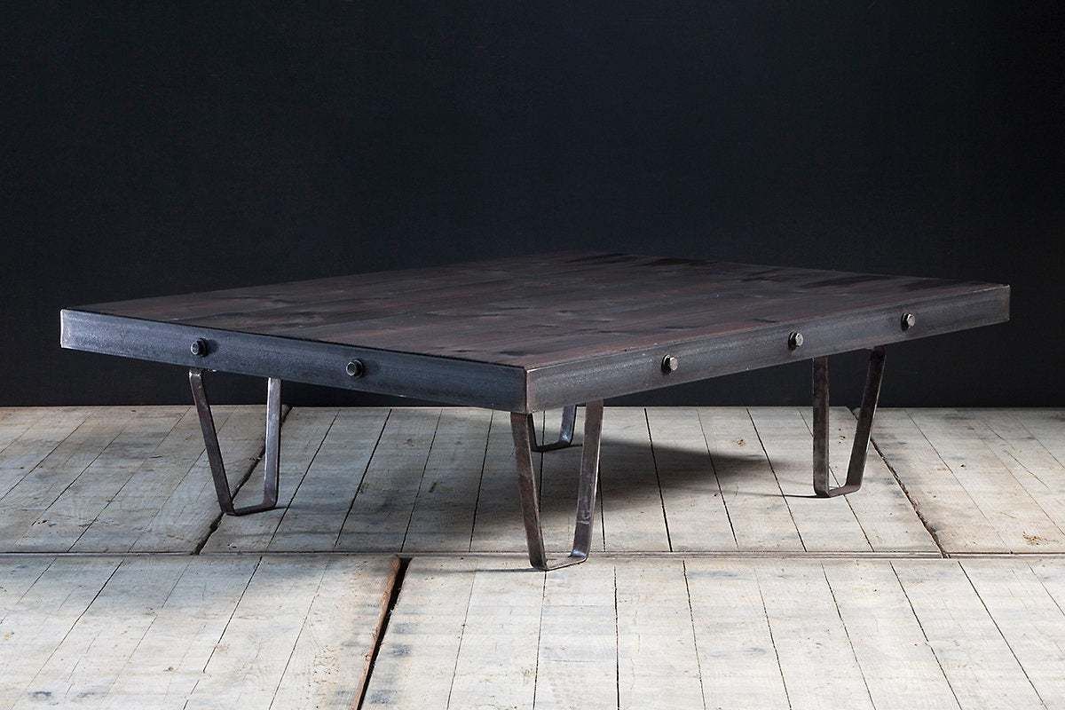 Custom Made, Industrial Coffee Table With Bolted Steel Frame. Made To Size. Guide Price Only.