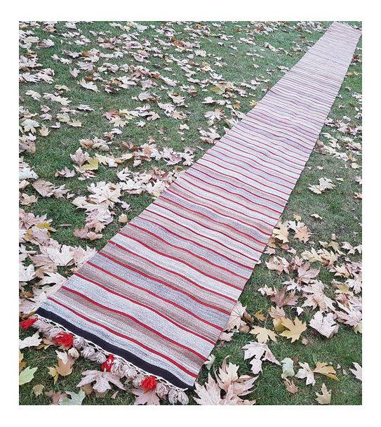 Vintage Handmade Ragrug Runner Rug Extra Long Runner Stair Tread 1′12″ × 30′6″