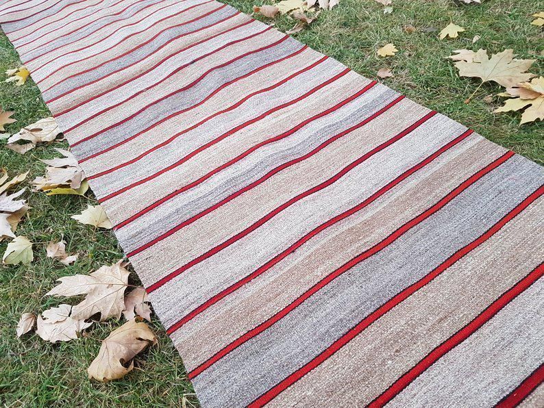 Vintage Handmade Ragrug Runner Rug Extra Long Runner Stair Tread 1′12″ × 30′6″ photo 838.0