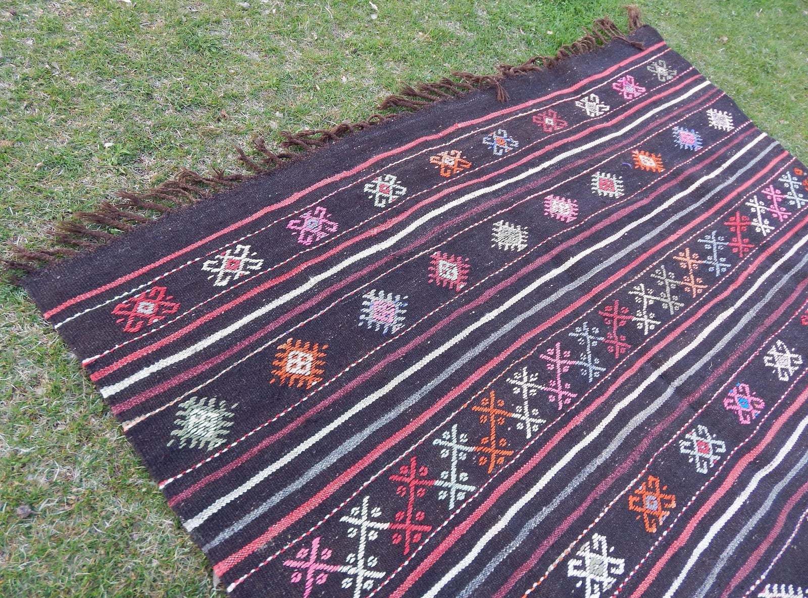 1980s Unique Kurdish Tapis Kilim Tapestry, Vintage Geometric Pattern Tribal Flatweave Kelim, Moroccan Style Rug, 6'11'' X 9'4'' / 211 X 285 Cm photo 655.0