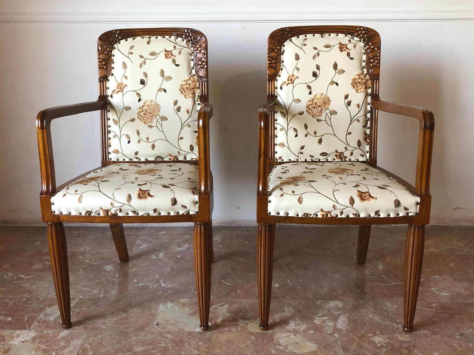 Pair Of French Liberty Art Nouveau Armchairs, 1920s photo Furniture