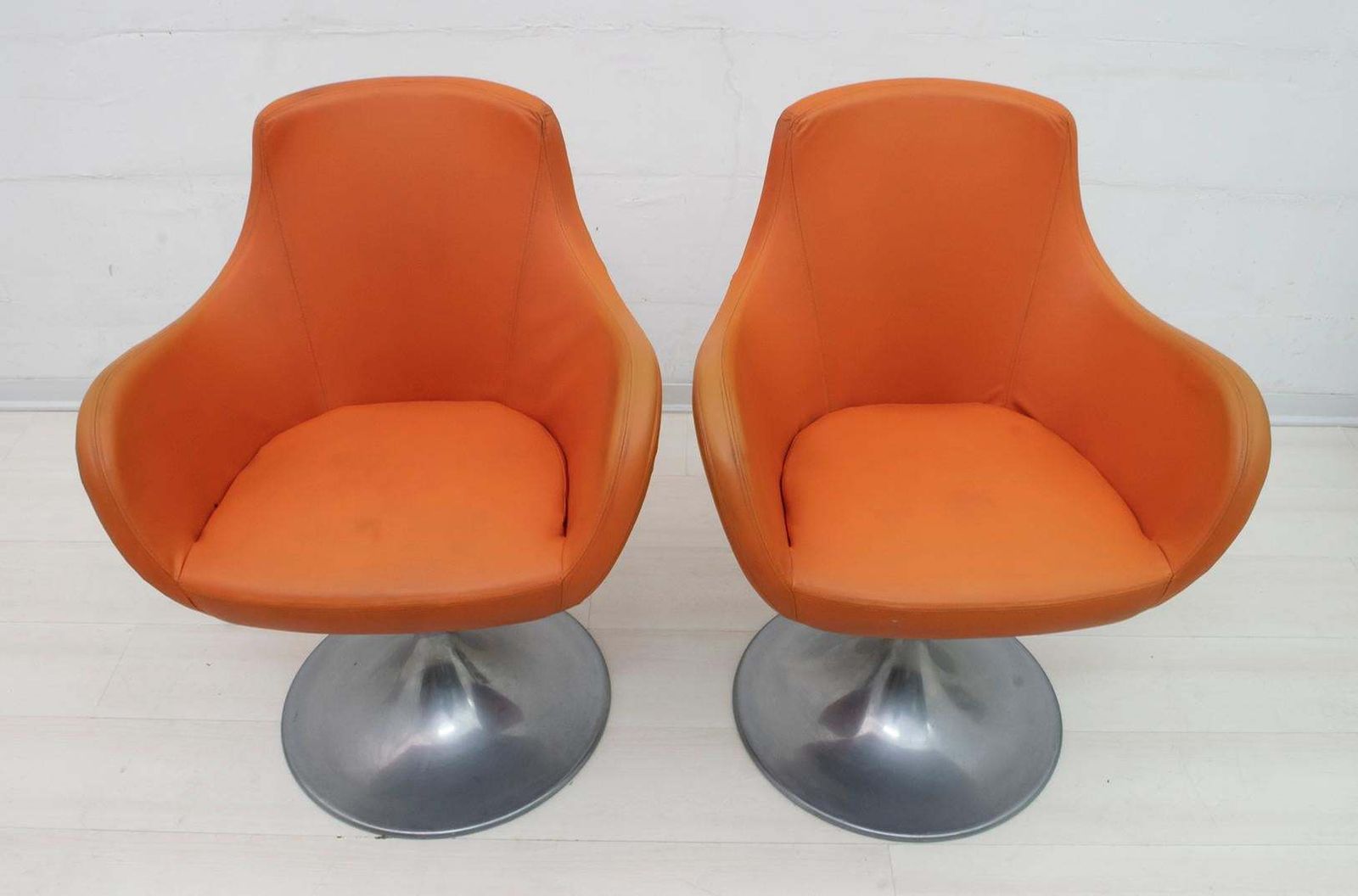 Pair Of Mid Century Modern Italian Swivel Armchairs, 1960s photo for sale