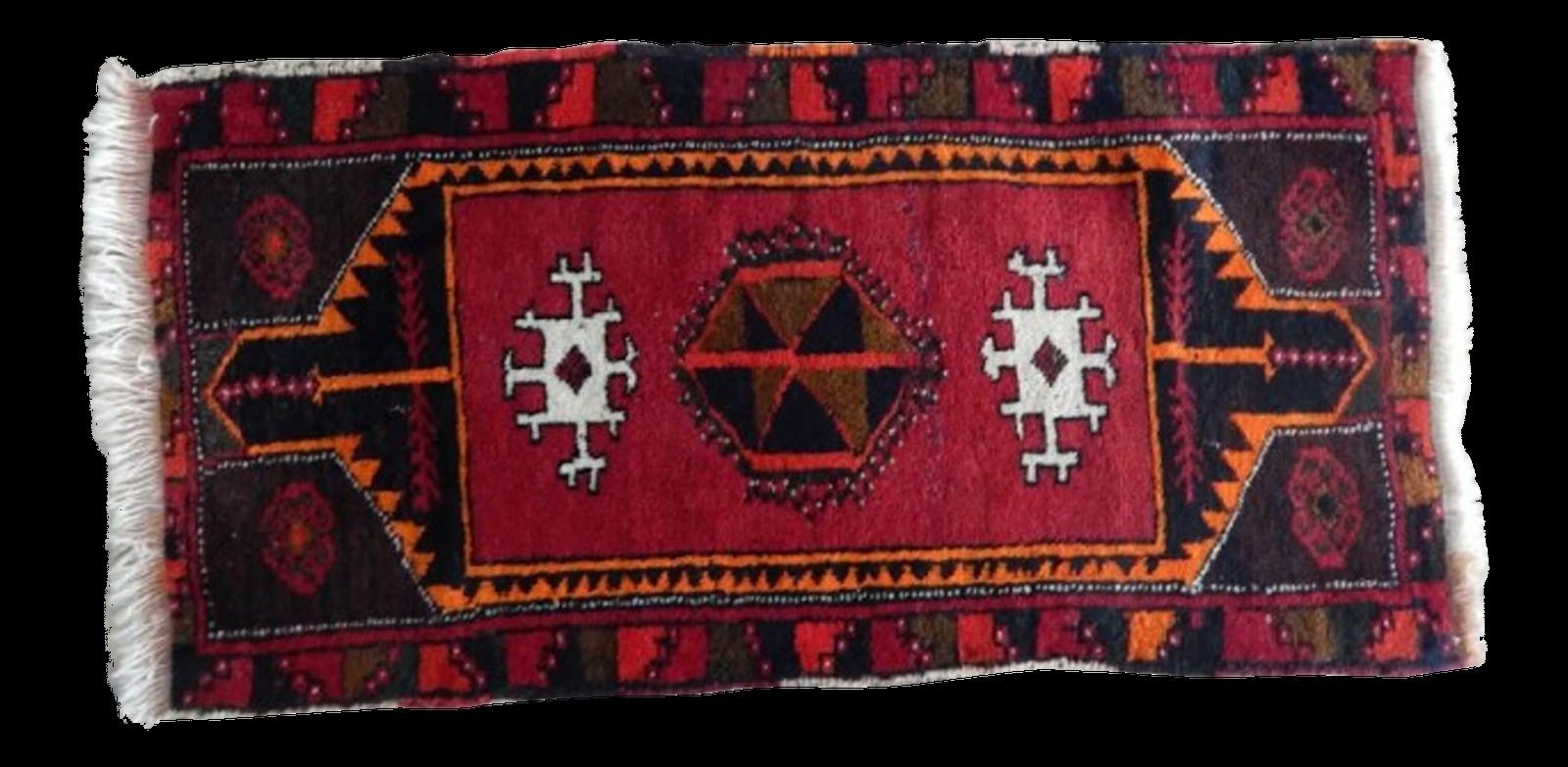 Small Turkish Rug Hand Knotted Distressed Low Pile Area Rug Faded Mat 1′8″ × 3′3″ photo furniture