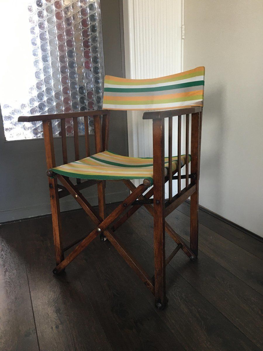 Vintage Folding Safari Chair, 1940s