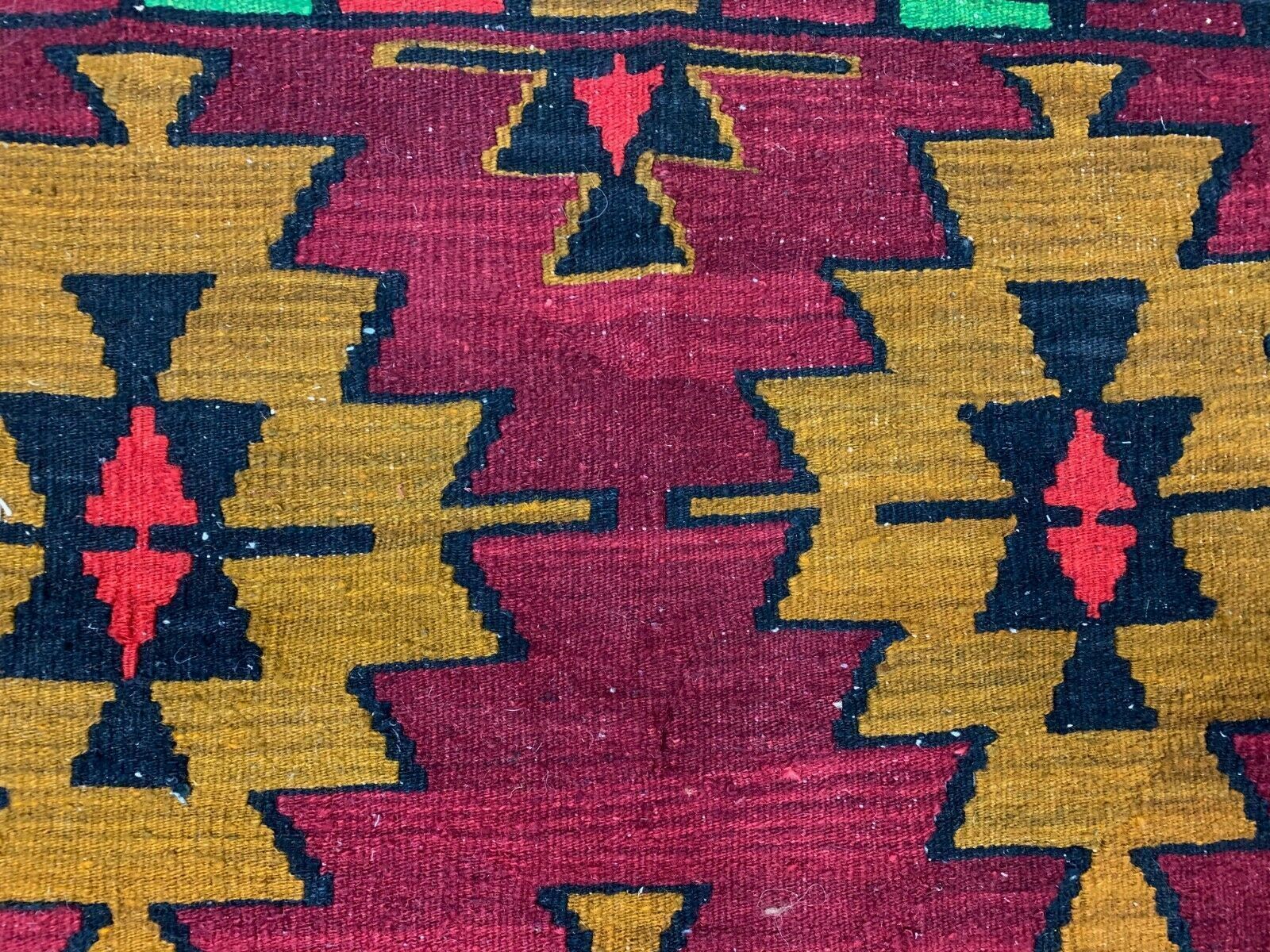 Vintage Turkish Kilim 283x121 Cm Wool Kelim Rug Large Red Black Purple Runner photo vinterior