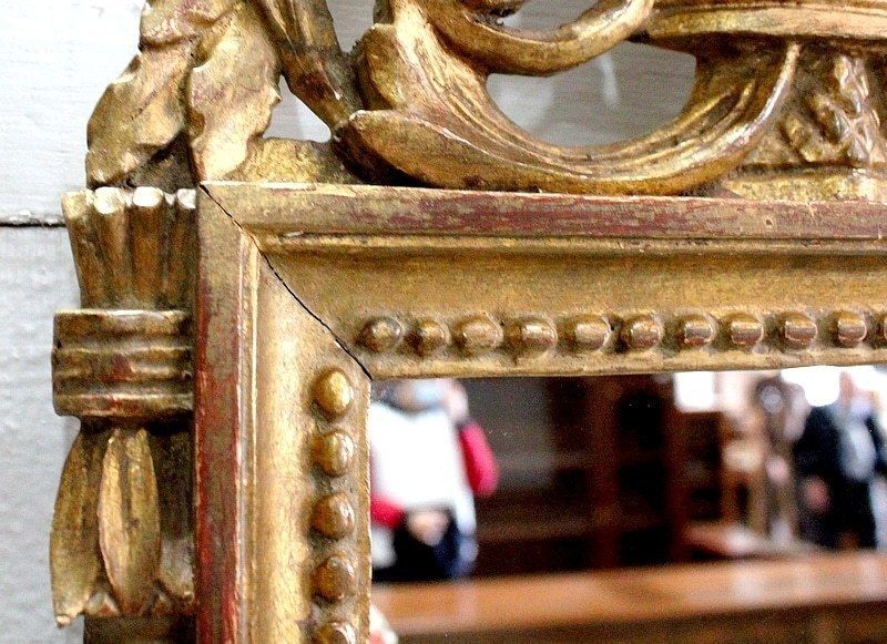 photo for sale Small Mirror In Golden Wood, Louis XVI Style   1st Part Of The 20th Century