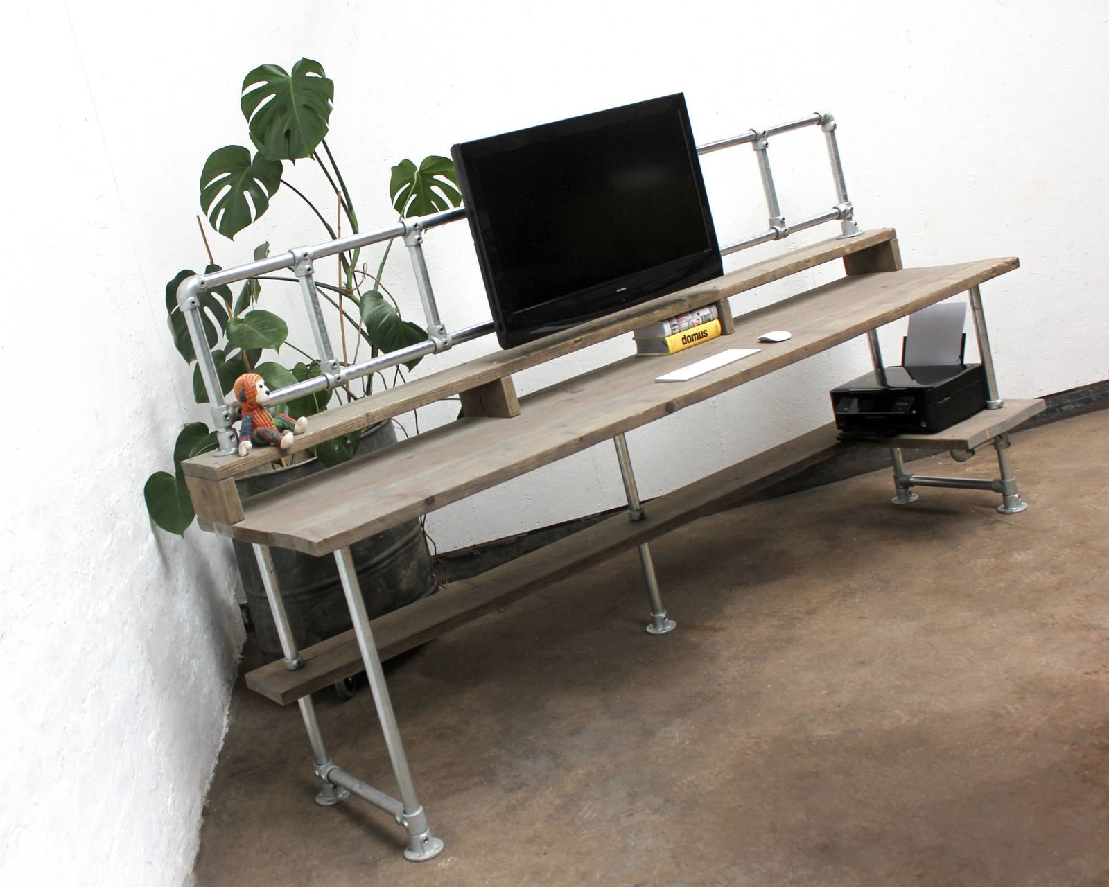 Ethan Reclaimed Scaffolding Board Industrial Style Desk With Built In Storage photo buy