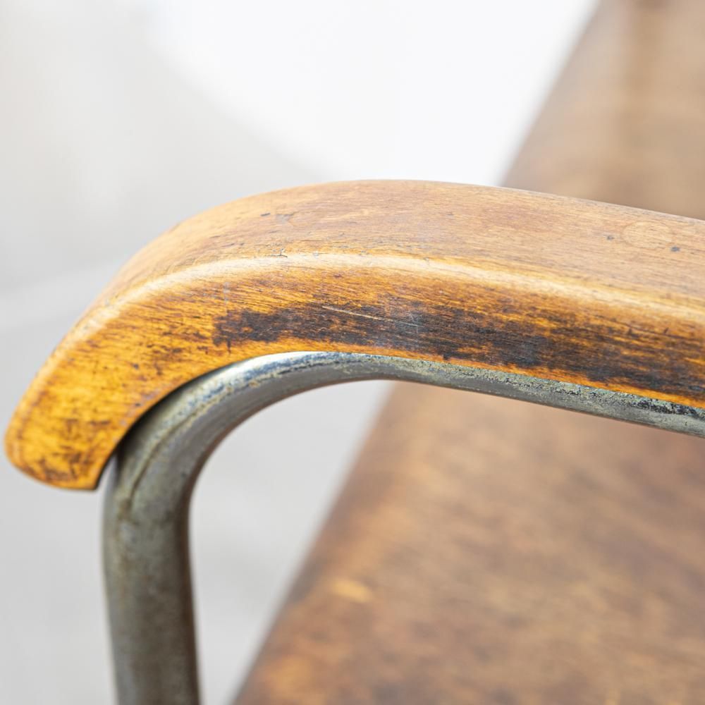 Reclaimed Bauhaus Wooden And Chrome Chair photo for sale