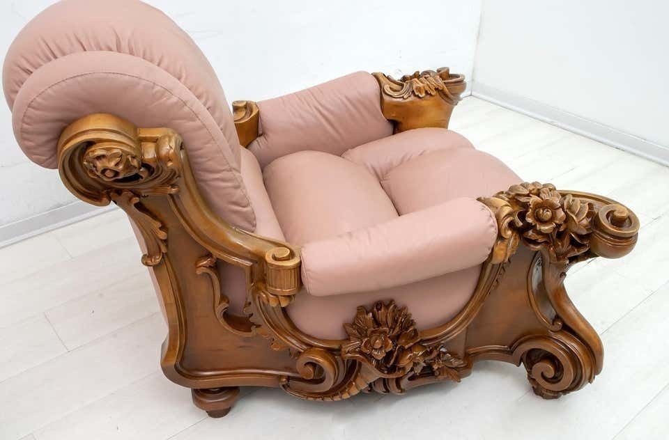 6054.0 Pair Of Mid Century Modern Italian Liberty Style Leather Armchairs, 1950s photo