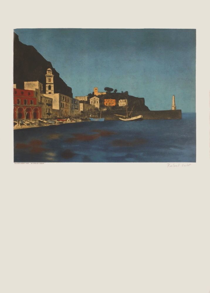 Oudot Roland By Sorlier Lithography Small Fishing Port In The Mediterranean II