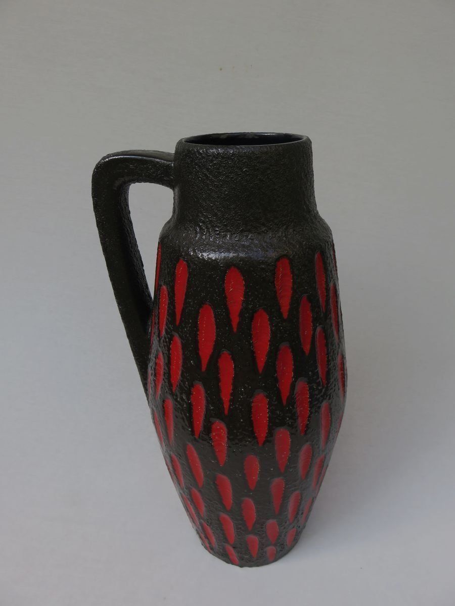 Black And Red Ceramic Fat Lava Vase From Scheurich, 1960s photo for sale