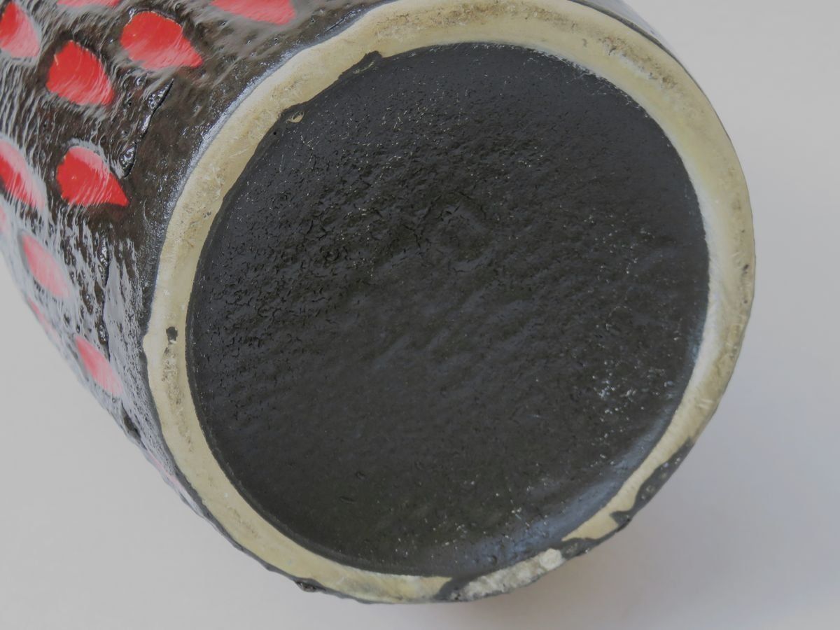 photo furniture Black And Red Ceramic Fat Lava Vase From Scheurich, 1960s